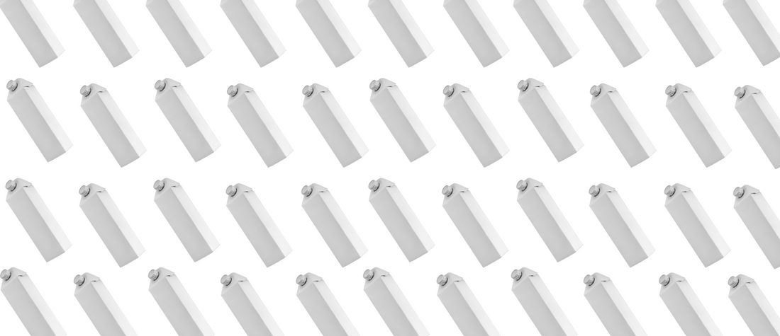 Pattern of white Path water cartons arranged diagonally on a light gray background, creating a minimal repeating geometric design.