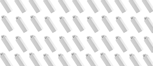 Pattern of white Path water cartons arranged diagonally on a light gray background, creating a minimal repeating geometric design.